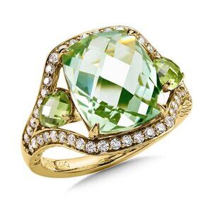 🍁 Noble Radiant Cut Pear Super Pure Green Crystal Rings for Women, EVGG1491